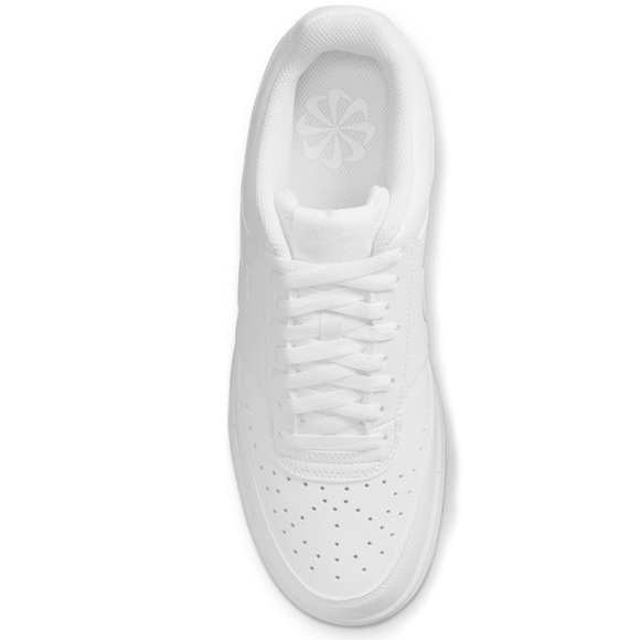 Nike Court Vision Low Premium Men's Athletic Casual Shoes Sneakers Triple White - Picture 3 of 5